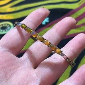 VTG Whimsigoth Ethiopian Fire Opal Sterling Silver 925 Bangle Cuff Bracelet